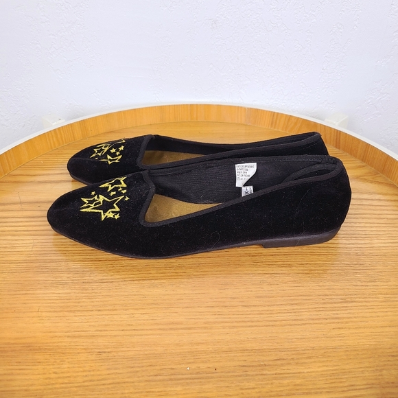 MARKED DOWN~~~Tinsel Toes Black Star Loafers-Smoking Slippers - Picture 4 of 6